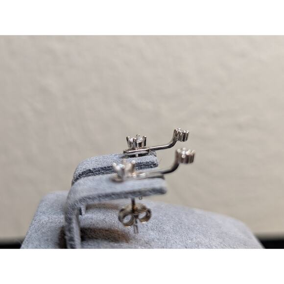 925 Sterling Silver Two Earrings in One CZ Stud W/ Attachment - Picture 4 of 7